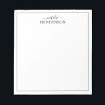 Custom Simple Name Notepad<br><div class="desc">Embrace the art of chic organization with our expertly crafted notepad. Our personalized minimalistic design, outlined with a sleek black border and adorned with your name in elegant script calligraphy, adds a personal touch to your everyday tasks. Keep track of your inspirations, jot down important reminders, and express your creativity...</div>