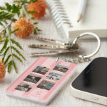Custom Simple Photos On Dusty Coral Red Blush Pink Keychain<br><div class="desc">Are you searching for a delightful and thoughtful gift for Mother's Day? Look no further! This adorable customizable 6-photo collage keychain is just the thing. You can add a name, monogram, or initials, plus include six of your favourite photos. It’s a unique keepsake that’s perfect for Mother’s Day but also...</div>