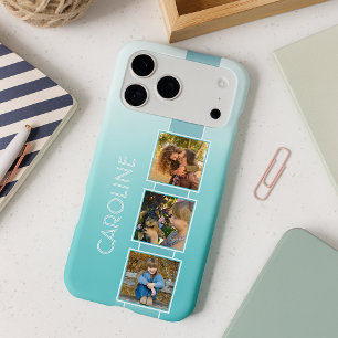 Custom Simple Photos On Light Teal Turquoise Blue