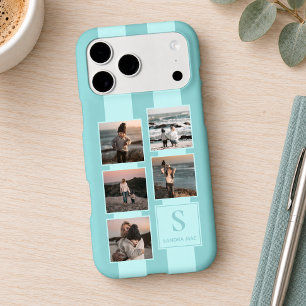 Custom Simple Photos On Light Teal Turquoise Blue
