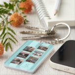 Custom Simple Photos On Light Teal Turquoise Blue Keychain<br><div class="desc">Are you searching for a delightful and thoughtful gift for Mother's Day? Look no further! This adorable customizable 6-photo collage keychain is just the thing. You can add a name, monogram, or initials, plus include six of your favourite photos. It’s a unique keepsake that’s perfect for Mother’s Day but also...</div>