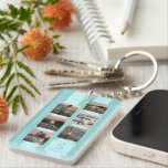 Custom Simple Photos On Light Teal Turquoise Blue Keychain<br><div class="desc">Are you searching for a delightful and thoughtful gift for Mother's Day? Look no further! This adorable customizable 6-photo collage keychain is just the thing. You can add a name, monogram, or initials, plus include six of your favourite photos. It’s a unique keepsake that’s perfect for Mother’s Day but also...</div>
