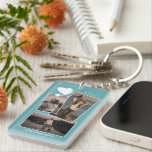 Custom Simple Photos On Teal Aqua Turquoise Blue Keychain<br><div class="desc">Are you searching for a delightful and thoughtful gift for Mother's Day? Look no further! This adorable customizable 3-photo collage keychain is just the thing. You can add a name, monogram, or initials, plus include three of your favourite photos. It’s a unique keepsake that’s perfect for Mother’s Day but also...</div>