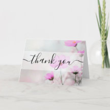 Custom Simple Pink Flowers Thank You