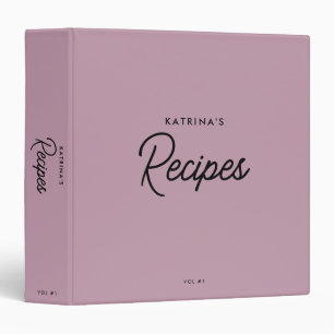 Custom Simple Pink Minimalist Script Recipe Binder