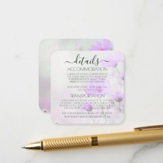 Custom Simple Purple Flowers Wedding Details Enclosure Card