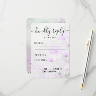 Custom Simple Purple Flowers Wedding RSVP Card