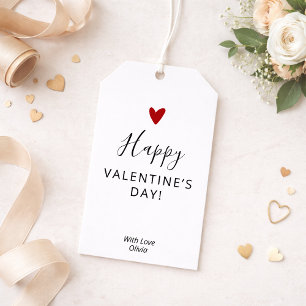 Custom Simple Red White Valentines DAY  Gift Tags