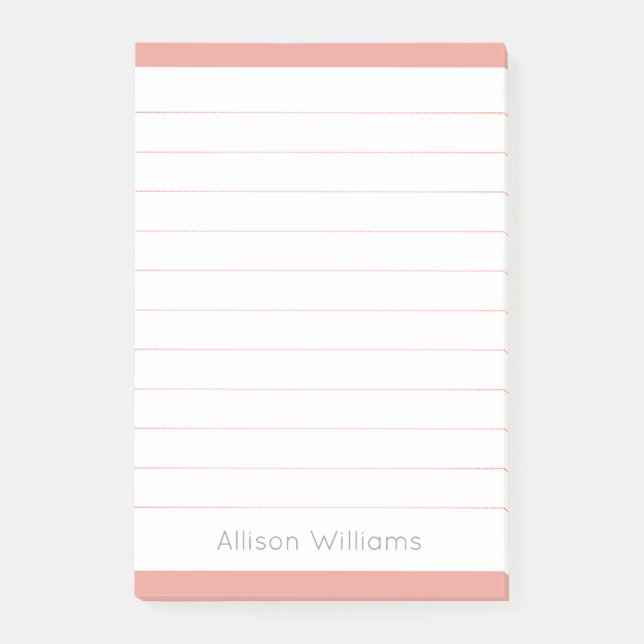 Custom Simple Rose Pink Lined Post-it Notes (Front)