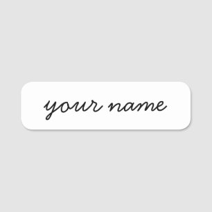 Custom simple script black and white name tag