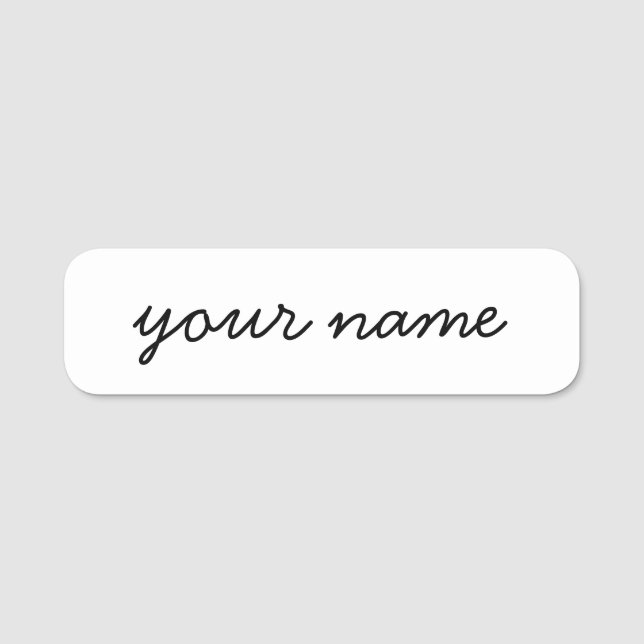 Custom simple script black and white name tag (Front)