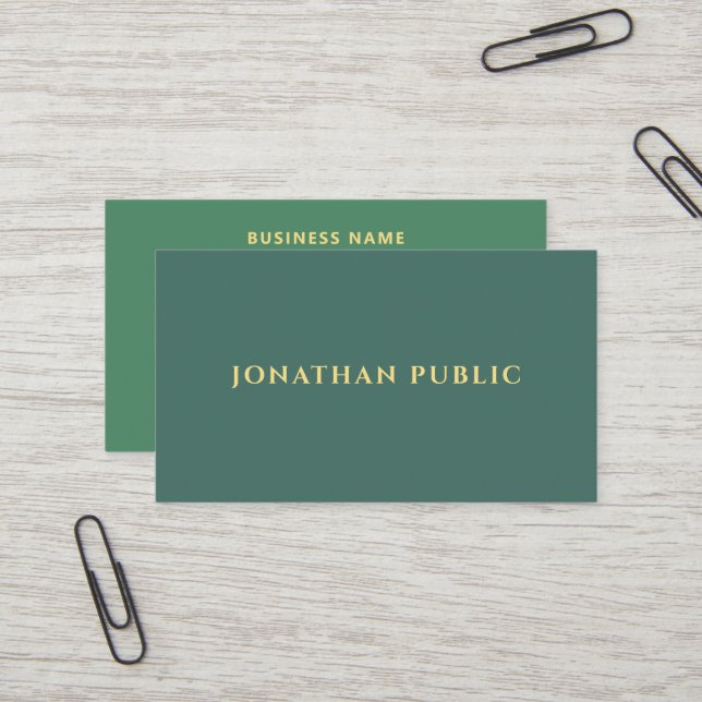 Custom Simple Template Elegant Modern Gold Font Business Card (Front/Back In Situ)