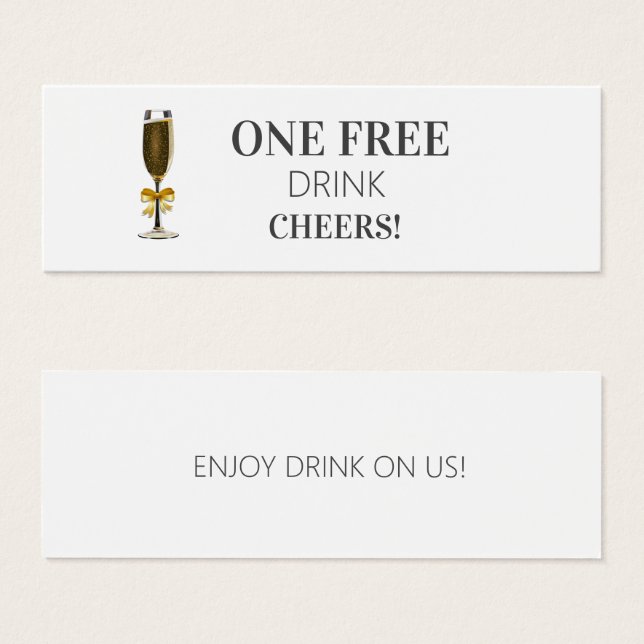 Custom Simple Wedding Free Drink Ticket Voucher  (Front & Back)