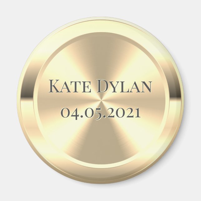 Custom Simulated Engraved Brass Circle Magnet (Front)