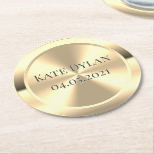 Custom Simulated Engraved Brass Paper Coaster