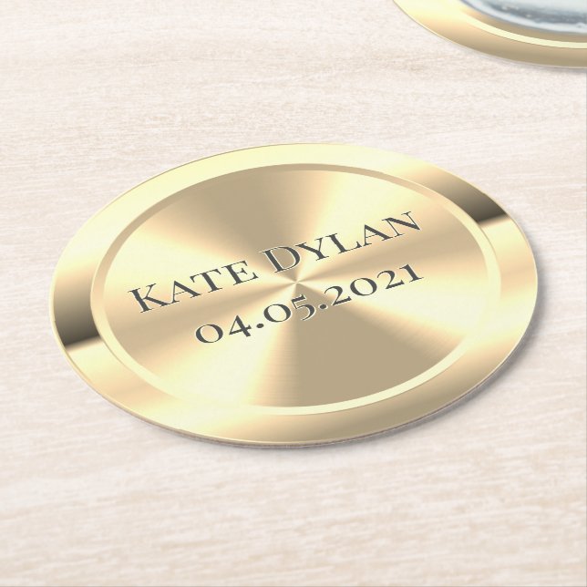 Custom Simulated Engraved Brass Paper Coaster (Angled)