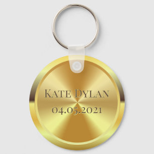 Custom Simulated Engraved Gold Keychain