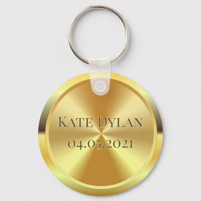 Custom Simulated Engraved Gold Keychain (Front)