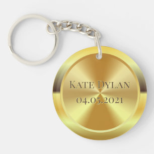 Custom Simulated Engraved Gold Keychain