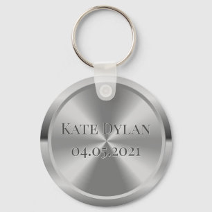 Custom Simulated Engraved Silver Keychain
