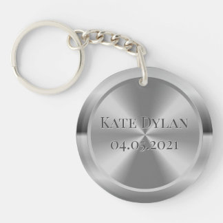 Custom Simulated Engraved Silver Keychain