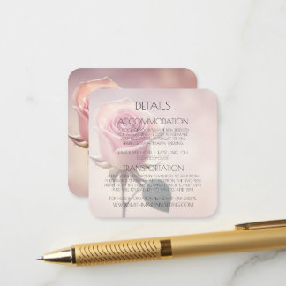 Custom Single Pink Rose Details Enclosure Card