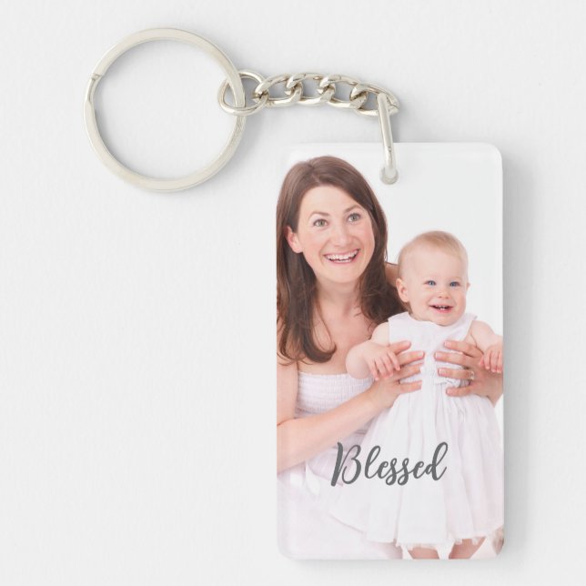 Custom Single Portrait Vertical Personal Photo  Keychain (Front)
