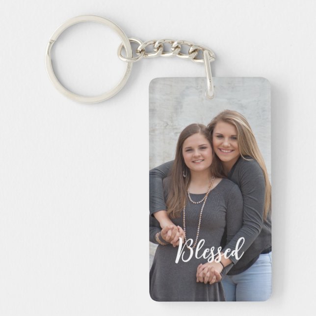 Custom Single Portrait Vertical Personal Photo  Keychain (Front)