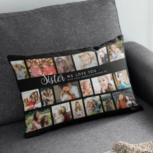 Custom Sister 18 Photo Collage Lumbar Pillow