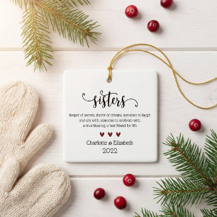 Custom Sister Definition Christmas Ceramic Ornament