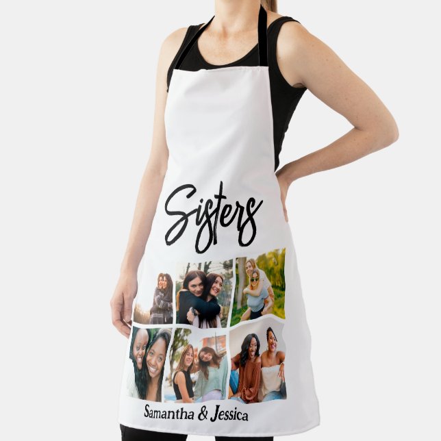 Custom Sisters Script 6 Photo Collage Apron (Insitu)