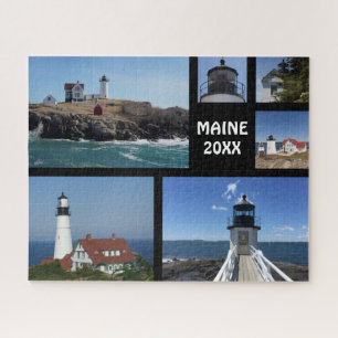 Custom Six Photo Collage Maine Lighthouses Jigsaw Puzzle