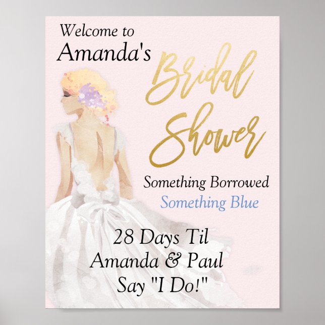 CUSTOM SIZE - Bridal Shower Sign (Front)