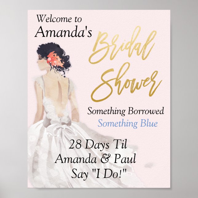 CUSTOM SIZE - Bridal Shower Sign (Front)