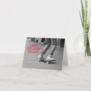Custom Skateboard Birthday or Thank You Card