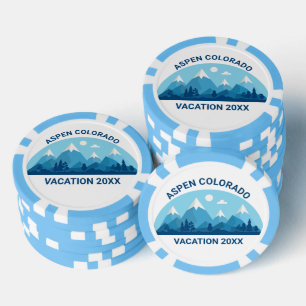 Custom Ski Lodge Colorado Trip Blue Mountain Poker Chips
