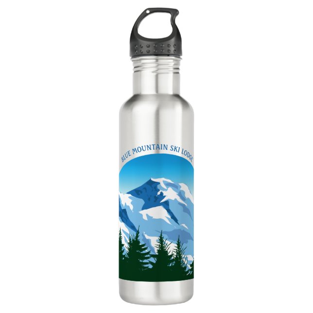 Custom Ski Lodge Winter Resort Snowy Mountain 710 Ml Water Bottle (Front)