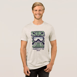 Custom Ski Skiing Location Date Name Tri-Blend Shirt