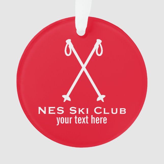 Custom Skiing Nordic Alpine Ski Pole Ski Team Ornament (Front)