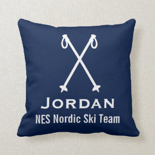 Custom Skiing Nordic Alpine Ski Pole Ski Team Throw Pillow