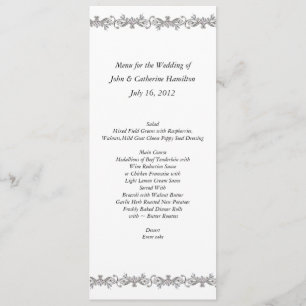 Custom Skinny Wedding Table Menu