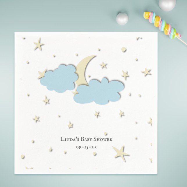 Custom Sky with Moon & Stars Baby Shower Napkin (Custom Sky with Moon & Stars Baby Shower Napkins)