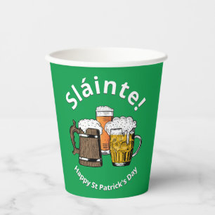 Custom Sláinte St Patricks Day  Paper Cups