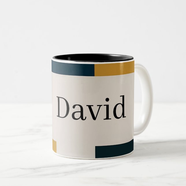 Custom sleek minimalist elegant design Two-Tone coffee mug (Front Right)