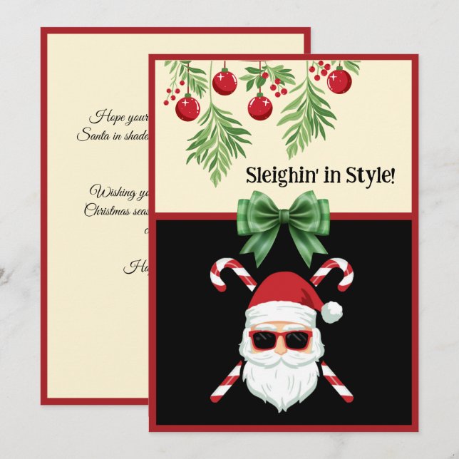Custom "Sleighin' in Style!" Christmas Greeting Holiday Card (Front/Back)