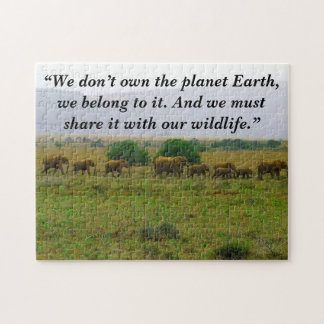 Custom Slogan/Conservation Elephant Mountain Jigsaw Puzzle