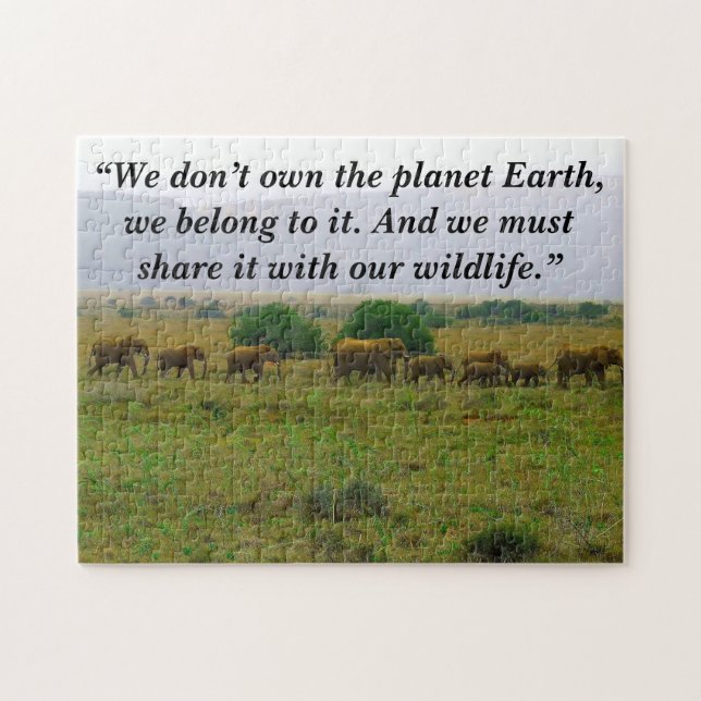 Custom Slogan/Conservation Elephant Mountain Jigsaw Puzzle (Horizontal)