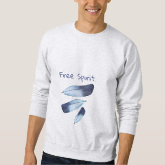 Custom Slogan Tribal Blue Feathers with Dew Drops Sweatshirt
