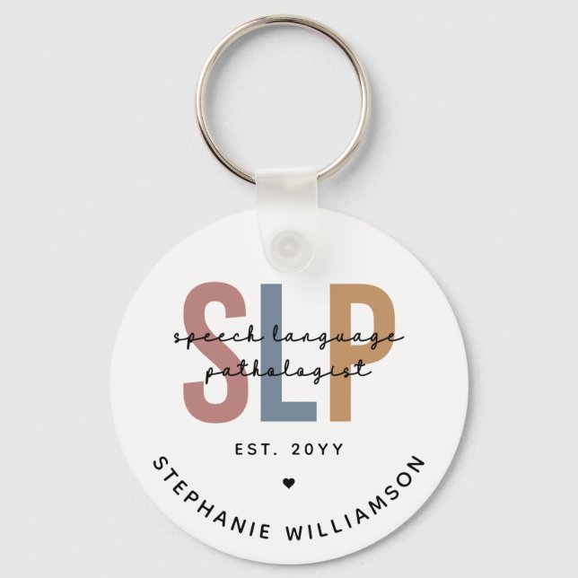 Custom SLP Speech Language Pathologist Keychain (Front)
