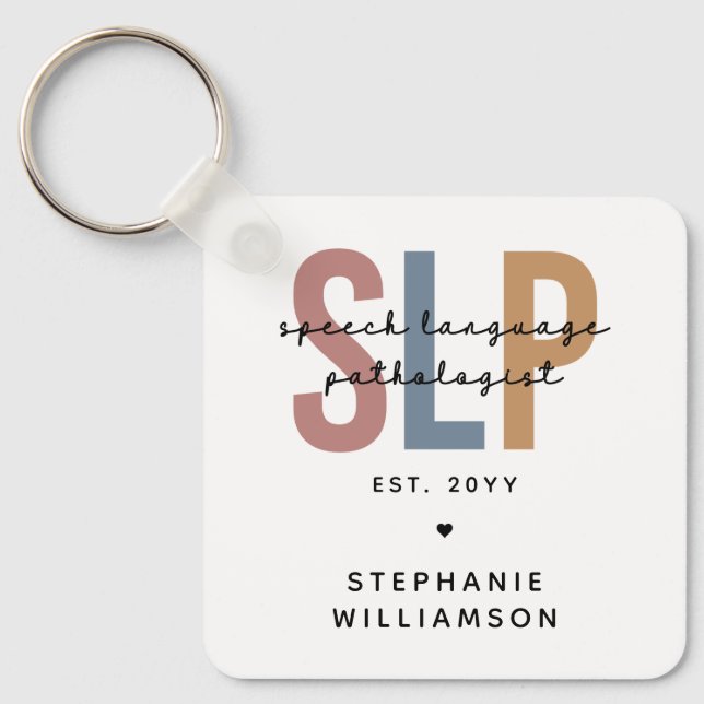 Custom SLP Speech Language Pathologist Keychain (Front)